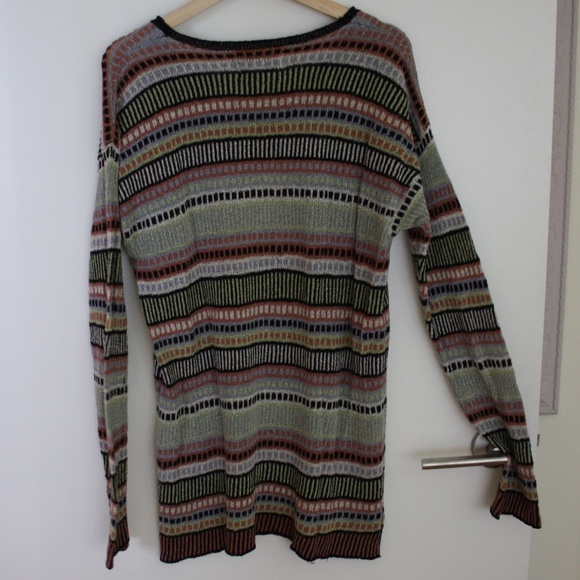 Vtg 90s cotton blend colorful pastel blk knit swea - Picture 2 of 7